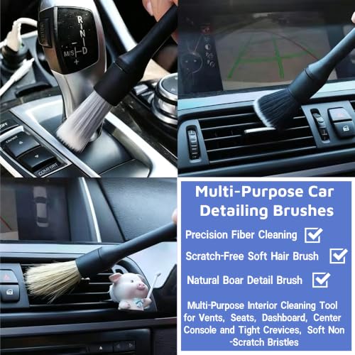 Riomh 9 Pcs Car Detailing Brushes Kit, Car Interior Cleaning Supplies with Cleaning Gel
