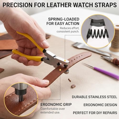 Belt Hole Puncher 2 Pcs 2.0mm Leather Punch Tool for Shoes Strap DIY