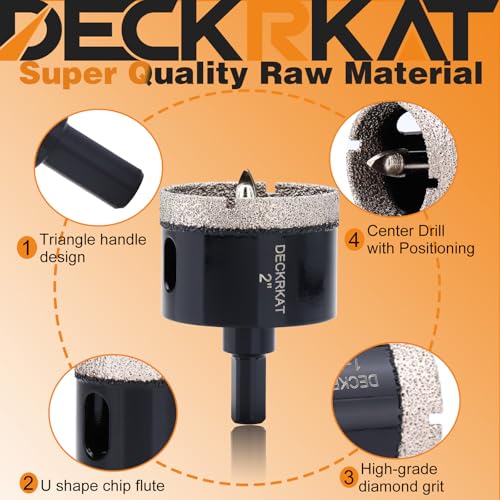 2 Inch Diamond Hole-Saw Bits with Pilot Drill Bit - 2pc 2" Diamond Tipped Tile Hole Saws with Guiding Bit Accurate Drilling for Porcelain Tile Ceramic Pottery Granite Stone Glass Bottles 50mm - size: 2" X 2Pcs