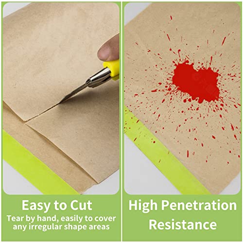 Tangibay Pre-Taped Masking Paper for Painting, 12 inch x 50 feet, 8 Rolls - size: 8 Rolls: 12"