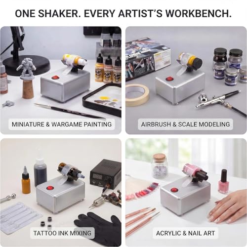 Vortex Mixer & Paint Shaker for Model Paints, Nail Polish, Acrylics - color: Silver