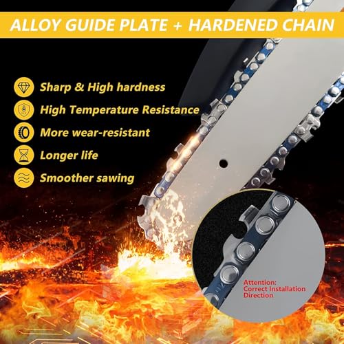 8 Inch Chainsaw Chain Replacement Accessories, 5 Pieces 1/4" LP Pitch, 0.043" Gauge, 47 Drive Links Chains for 8-inch Cordless Electric Portable Mini Chainsaws for Pruning Shears Wood Cutting