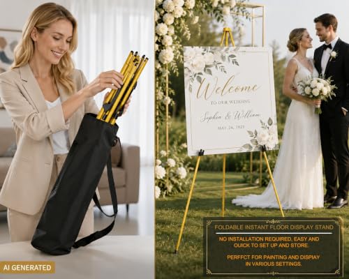 MXG 7-66" Adjustable Yellow Easel Stand for Sign,Painting & display - color: Yellow