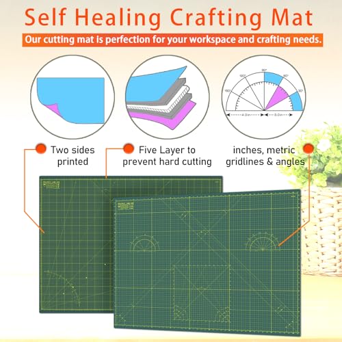 Self Healing Cutting Mat A3 12"x 18" Double Sided Green Mat - color: Green, size: A3 (12" x 18")