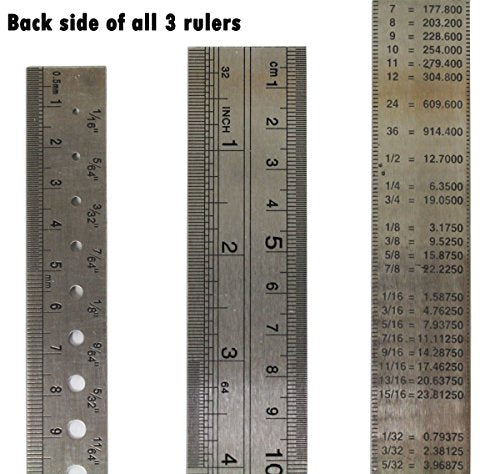 ToolUSA Premium Set | Stainless Steel Precision Rulers | 6", 12" & 24" Measurements | Dual-Scale SAE & Metric | Ideal for Workbench & Office