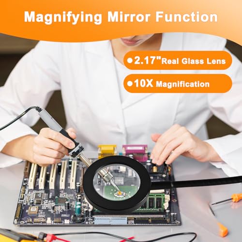 10X Magnifying Glass with Light, 2 in 1 Magnifying Desk Lamp Timer - color: Black-95mm