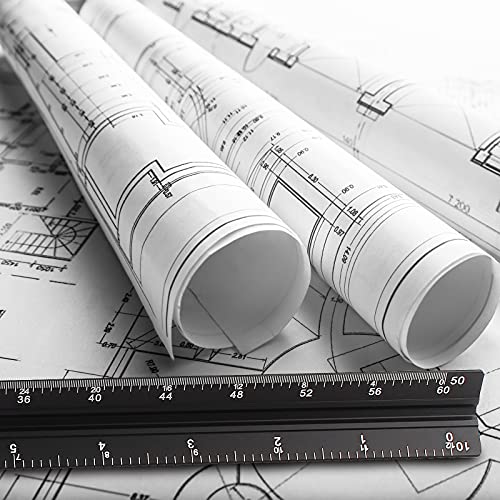 12" Engineer Scale Ruler Architectural Ruler Imperial, Black - color: Imperial Black