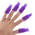 HiMo 10PC Plastic Acrylic Nail Art Soak Off Cap Clip UV Gel Polish Remover Wrap Tool (PURPLE) - color: PURPLE
