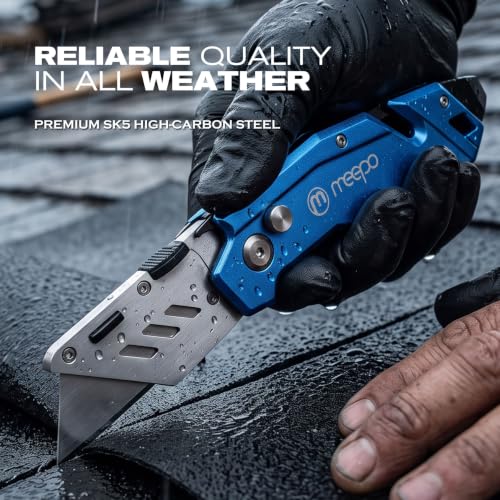 M MEEPO 2-Pack Box Cutter, Heavy Duty Folding Utility Knife, with 50 Blades - size: 2-PACK