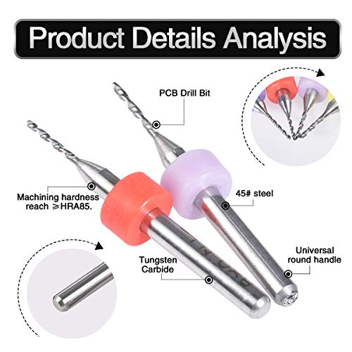 10 Pcs Tungsten Carbide Macro Drill Bits, PCB Drill Bits for Jewelry, CNC, Soft Metals, Model Making, Wood - Cutting Dia: 0.3mm, 0.4mm, 0.5mm, 0.6mm, 0.7mm, 0.8mm, 0.9mm, 1.0mm, 1.1mm, 1.2mm - color: 10 Pcs (0.3-1.2)mm