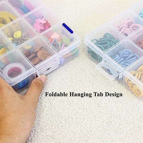 6 Pack Fixed 12 Grids Clear Plastic Storage Divider Box with Lid