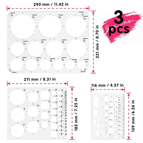 Tamaki Circle Template Circle Round Stencil Templates for Drafting for Office and School Building Formwork Drawings Templates, Large and Small Size, 6 Pack - size: 11.42 x 8.70 Inch (Pack of 2)