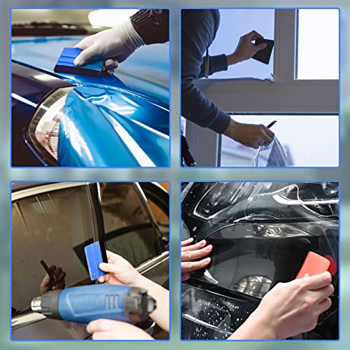 Bonsicoky 4Pcs Plastic Felt Edge Squeegee Tool, 4 Inch, 2 Blue & 2 Red - color: 2pcs Blue+2pcs Red