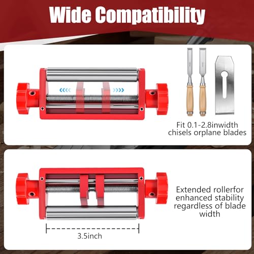 Precision Chisel Sharpening Jig & Guide, with Angle Fixture & Gauge (10-45) Sharpener for Wood Chisels and Plane Blades up to 2.8" Width