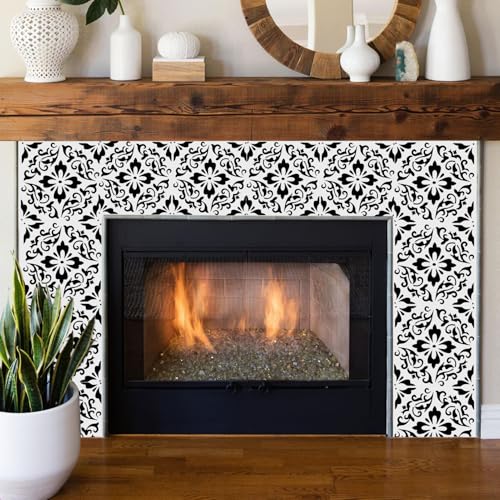 12 Inch Tile Stencils – 4 PCS Reusable Flower Pattern Templates for Wall Floor DIY Painting, Scrapbooks, Home Décor Projects