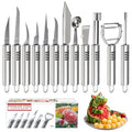 BURLIHOME 12Pcs Fruit&Veggie Carving Knife Set,Garnish Tool,Stainless Steel