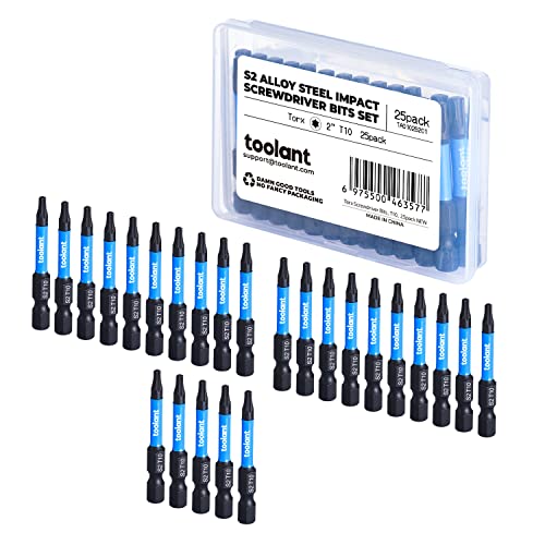 toolant 25PCS T10 2" Impact Torx Bits S2 Steel - size: T10(2"*25pcs)