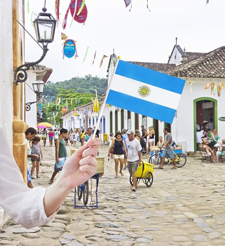 50 Pack Argentina Argentine on Stick Flags,Small Mini Hand Held Argentina Argentine Flags 5.5x8.3 Inch, Grand Opening, Carnival,Party Events Celebration - color: Argentina