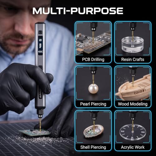 ARROWMAX 5-Speed Mini Electric Drill Pen with 20pcs Drill Bits & OLED - size: SDS