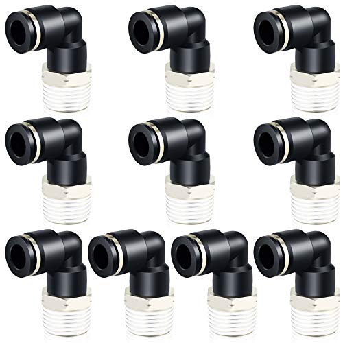 TAILONZ 10mm x 1/2" NPT Push to Connect Elbow Fitting 10Pcs - size: 0.394" OD 1/2" MNPT