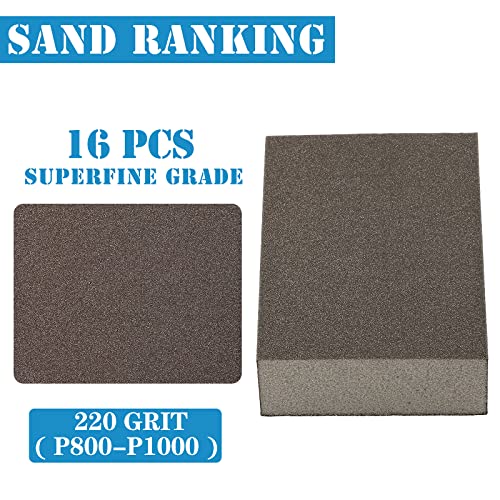 220 Grit Sanding Block, Jamiikury Superfine Sanding Sponge, 16pcs - size: 220 Grits