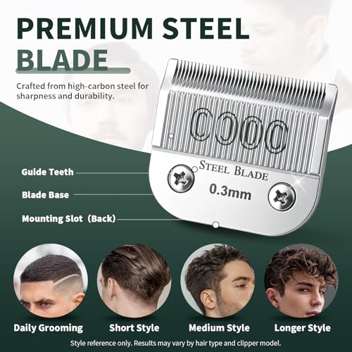 0000 Clipper Blade 0.3mm Compatible with Oster Classic 76, Silver, 1 Pack - size: Size 0000