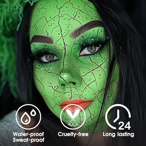 BADCOLOR Light Green Eye Black, Lime Green Face Body Paint for Sports St. Patrick's Day Camouflage Hunting Hulk, Washable Painting Sticks for Halloween Costume SFX Cosplay Witch Grinch Makeup - color: 1PCS Light Green
