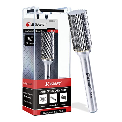 EZARC Tungsten Carbide Rotary Burr Bit, SA-5 Double Cut, 1/4-Inch Shank - style: SA-5