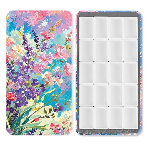 20 Empty Full Pans Watercolor Palette Tins Box with Magnetic Squares - color: Lavender, size: 20 Full Pans