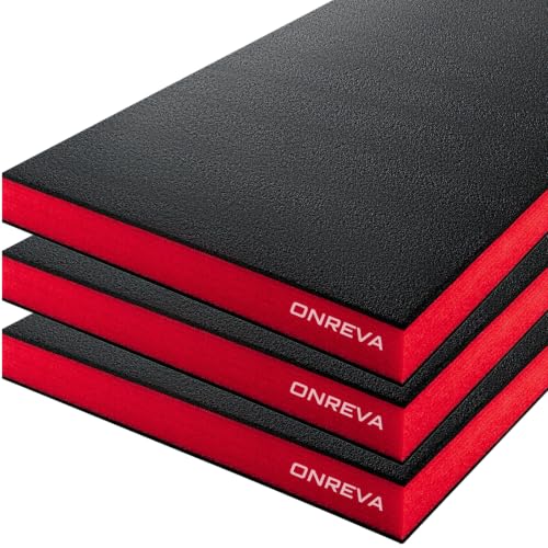 ONREVA Tool Box Foam Organizer 16x12x2 inch 3 Pack, Black with Red