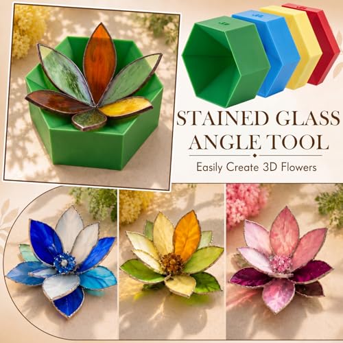 Stained Glass Angle Tool Set, 3D Flower Soldering Jig Kit with Petal Base