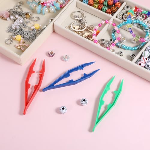 30 Pcs Plastic Tweezers for Crafts, Fine Point Bead Tweezers