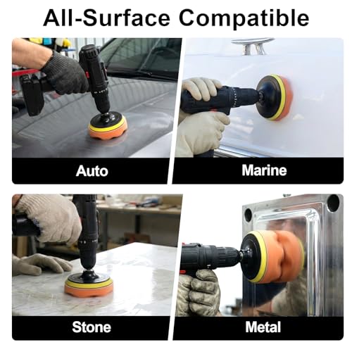 4 Inch 24 PCS Buffing Polishing Pads, Car Foam Sponge Drill Attachment - color: 24 Pieces