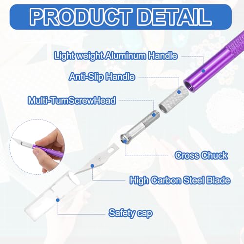 MECCANIXITY 4 Pcs Exacto Knife, Craft Hobby Knife with 40 Exacto Blades(#11) Profession Craft Knives for Crafting, Modeling, Scrapbooking (Purple) - color: Purple