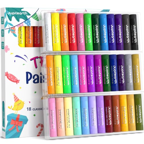 JUPITEARTH Tempera Paint Sticks for Kids, Quick Drying, 36 Colors - color: 36 Colors (Classic, Neon, Metallic, Pastel)