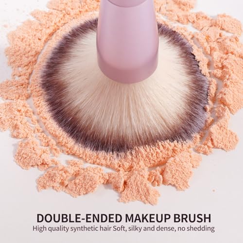 MAANGE Foundation Makeup Brushes, 2Pcs Double Ended Makeup Brush for Blending Liquid Powder Concealer Cream Blush Buffe (Lilac) - color: Lilac-2pcs