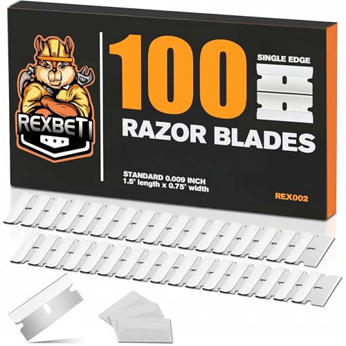 REXBETI 100 Pack Single Edge Razor Blades, Industrial Scraper Razor Blades - size: 100 Pack