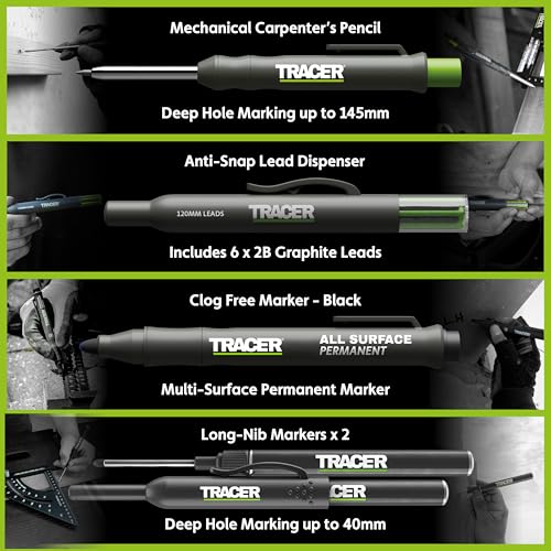 Tracer Construction Pencil Kit - Carpenter Pencils w/Markers - 5pc Set - style: 5pc Set