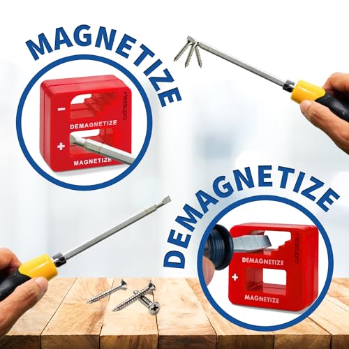 Magnetizer Ring & Demagnetizer for Screwdriver Bits, Red, 3 Pack - color: Red