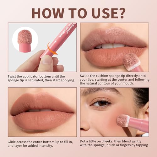 Cushion Matte Lip Blush Stick,Moisturizing Long Lasting Transfer Proof #7 - color: Color #7
