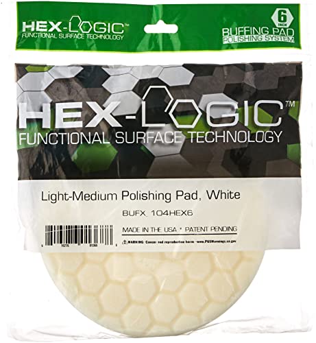 Chemical Guys, Hex-Logic Light-Medium Polishing Pad, White, 6.5 in for 6 in - size: 6.5 Inch Pad (1 Pack), style: Light Cutting