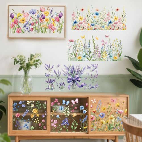 8 Pcs Spring Wildflower Rub-On Transfers for Furniture & Crafts - color: Spring Wildflower