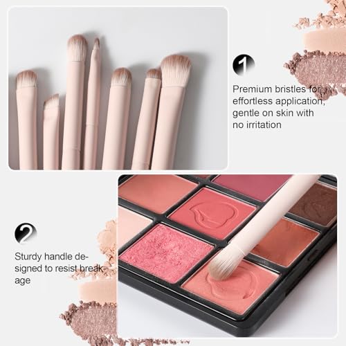 Eyeshadow Brush Set,8 Pcs Professional Eye Makeup Brushes With Soft Hairs & Wood Handle For Liquid,Cream,Powder Eyeshodow Concealer Eyebrows Eyeliner - color: Pink