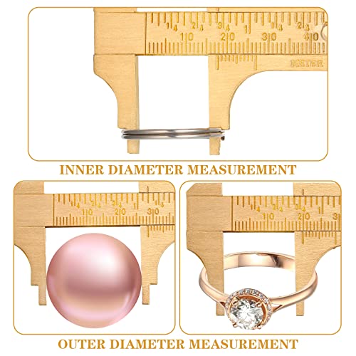 Konohan 4 Pcs Brass Pocket Caliper Double Scale Mini Tool for Jewelry
