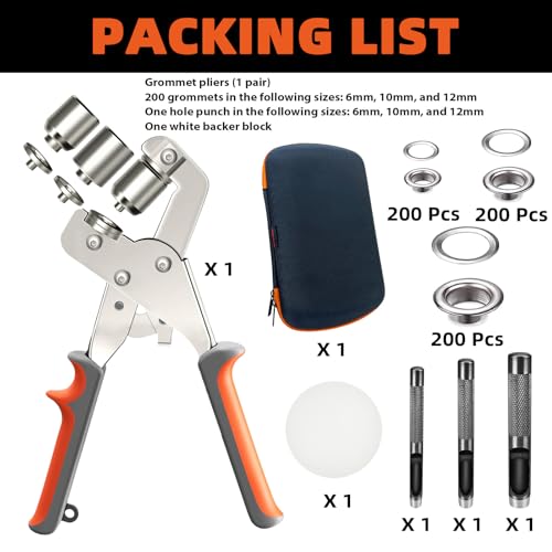 HAPDEN Heavy-Duty Grommet Tool Kit 3/8-1/4-1/2 for Tarps Farbic Flag