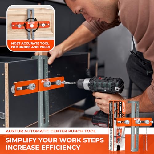Cabinet Hardware Jig, Adjustable Cabinet Handle Template Tool with Alignment Hole, Punch Locator Drill Guide for Knobs,Handles and Pulls, Cabinet Template Tool for Drawer Cabinet Installation