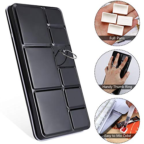 MYARTOOL Metal Palette Case - Fold-Out Paint Tins Hold 24 Pans, Travel Palette for Watercolor & Acrylic Painting - color: Black, size: 24 PCS Empty Full Pans