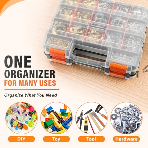 DIYSELF Screw Organizer, Double-Sided 34-Compartment Small Parts Organizer - size: 1 Pack