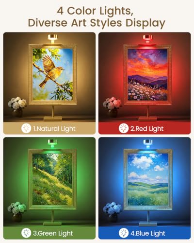 Adjustable Tabletop Easel Stand with Picture Frame Light, Gold - color: Light Gold