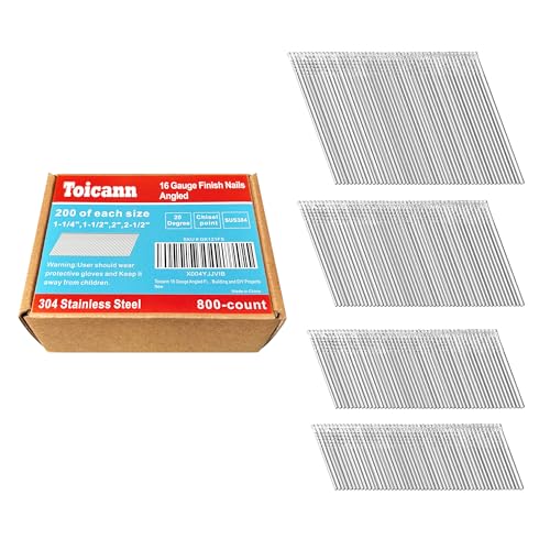 16 Gauge 20-Degree Angled Finish Nails 1-1/4" to 2-1/2", 800-Pack - size: 4 sizes~800pcs